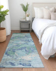 LOOMLAN Rugs Magnara Blue Washable Indoor-Outdoor Rug