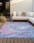 LOOMLAN Rugs Malika Blue Washable Indoor-Outdoor Rug