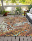 LOOMLAN Rugs Malika Brown Washable Indoor-Outdoor Rug