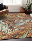 LOOMLAN Rugs Malika Brown Washable Indoor-Outdoor Rug