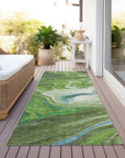 LOOMLAN Rugs Malika Green Washable Indoor-Outdoor Rug