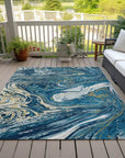 LOOMLAN Rugs Malika Navy Washable Indoor-Outdoor Rug