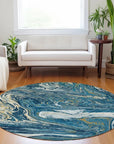 LOOMLAN Rugs Malika Navy Washable Indoor-Outdoor Rug