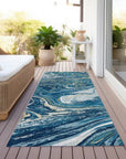 LOOMLAN Rugs Malika Navy Washable Indoor-Outdoor Rug
