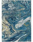 LOOMLAN Rugs Malika Navy Washable Indoor-Outdoor Rug