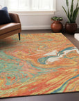 LOOMLAN Rugs Malika Orange Washable Indoor-Outdoor Rug
