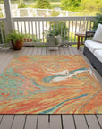 LOOMLAN Rugs Malika Orange Washable Indoor-Outdoor Rug