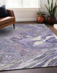 LOOMLAN Rugs Malika Purple Washable Indoor-Outdoor Rug