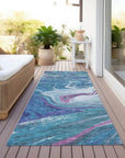 LOOMLAN Rugs Malika Teal Washable Indoor-Outdoor Rug