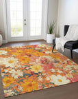 LOOMLAN Rugs Mehavi Orange Washable Indoor-Outdoor Rug