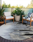 LOOMLAN Rugs Meleya Black Washable Indoor-Outdoor Rug