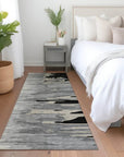 LOOMLAN Rugs Meleya Black Washable Indoor-Outdoor Rug