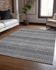 LOOMLAN Rugs Melisyn Gray Washable Indoor-Outdoor Rug