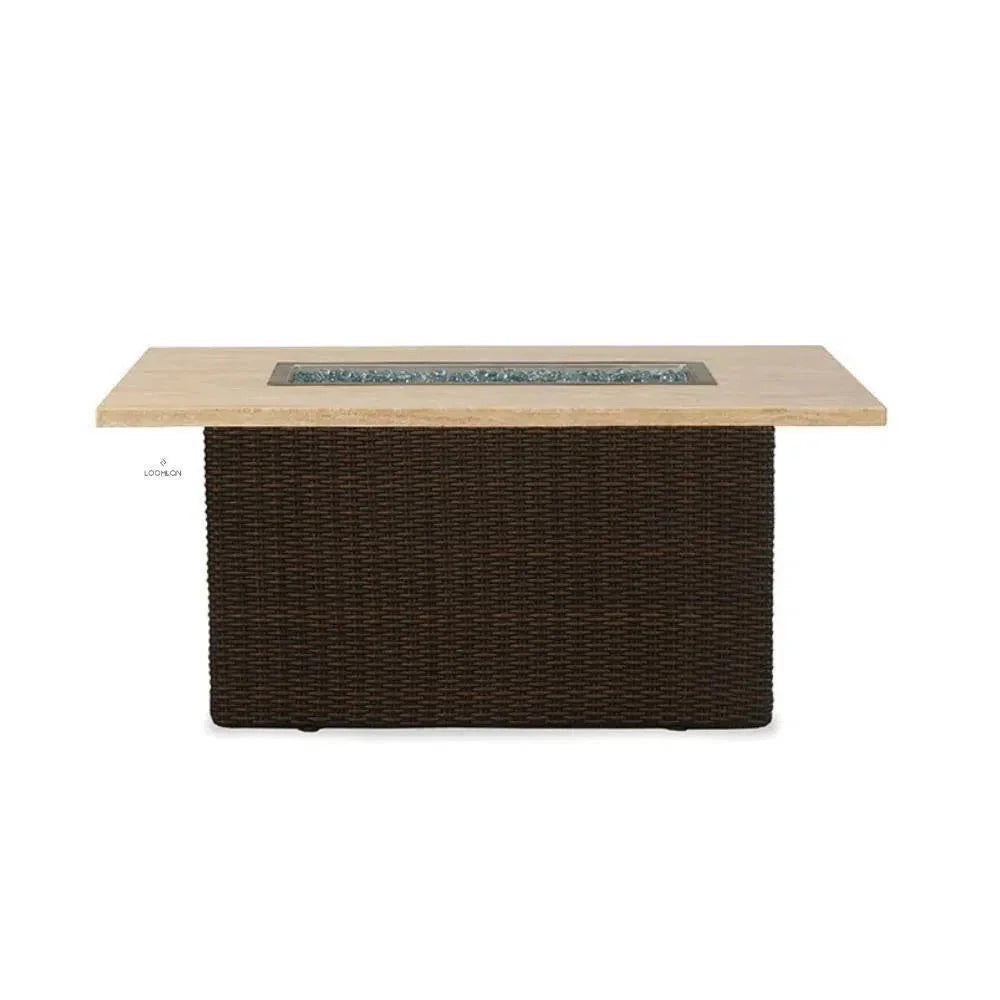 Mesa Rectangular Fire Table Light Travertine - LOOMLAN - Lloyd Flanders - Outdoor Fire Tables