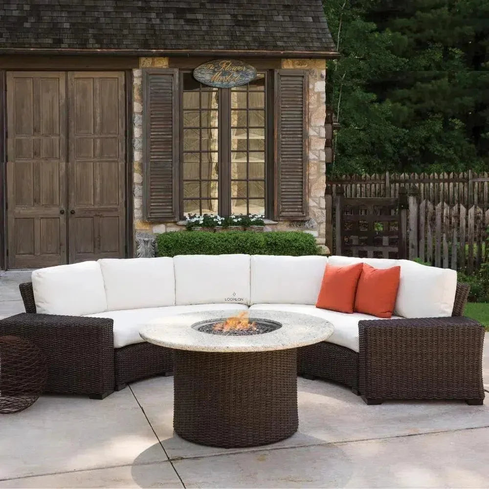 Mesa Round Fire Table Gray Travertine Lloyd Flanders - LOOMLAN - Lloyd Flanders - Outdoor Fire Tables