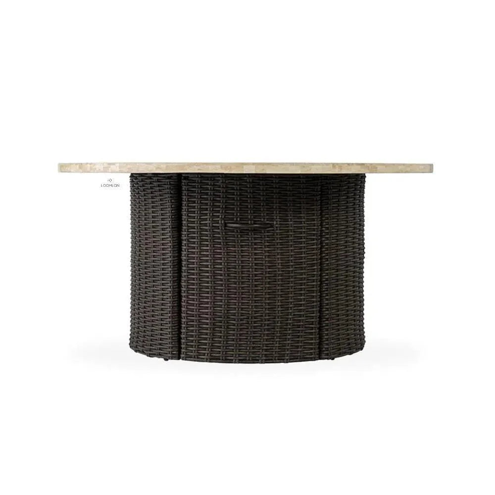Mesa Round Fire Table Gray Travertine Lloyd Flanders - LOOMLAN - Lloyd Flanders - Outdoor Fire Tables