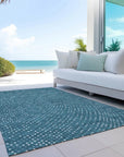 LOOMLAN Rugs Mirelia Teal Washable Indoor-Outdoor Rug