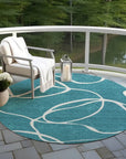 LOOMLAN Rugs Mirelle Teal Washable Indoor-Outdoor Rug