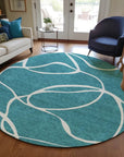 LOOMLAN Rugs Mirelle Teal Washable Indoor-Outdoor Rug