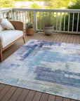 LOOMLAN Rugs Mireya Blue Washable Indoor-Outdoor Rug