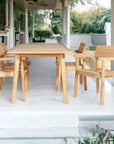 HiTeak Modurn 5PC Outdoor Dining Set Stacking Armchairs