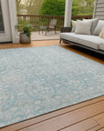 LOOMLAN Rugs Monavia Teal Washable Indoor-Outdoor Rug