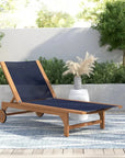 Montauk Teak Outdoor Reclining Sunlounger Wheels - LOOMLAN - HiTeak - Outdoor Cabanas & Loungers