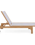 Montauk Teak Outdoor Reclining Sunlounger Wheels - LOOMLAN - HiTeak - Outdoor Cabanas & Loungers