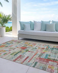 LOOMLAN Rugs Mosaic Orange Washable Indoor-Outdoor Rug