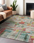 LOOMLAN Rugs Mosaic Orange Washable Indoor-Outdoor Rug