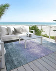 LOOMLAN Rugs Mosselia Blue Washable Indoor-Outdoor Rug