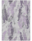 LOOMLAN Rugs Motyfa Purple Washable Indoor-Outdoor Rug