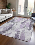 LOOMLAN Rugs Motyfa Purple Washable Indoor-Outdoor Rug