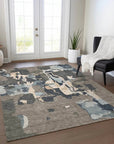LOOMLAN Rugs Mysa Brown Washable Indoor-Outdoor Rug
