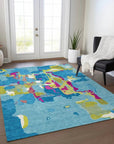 LOOMLAN Rugs Mysa Teal Washable Indoor-Outdoor Rug