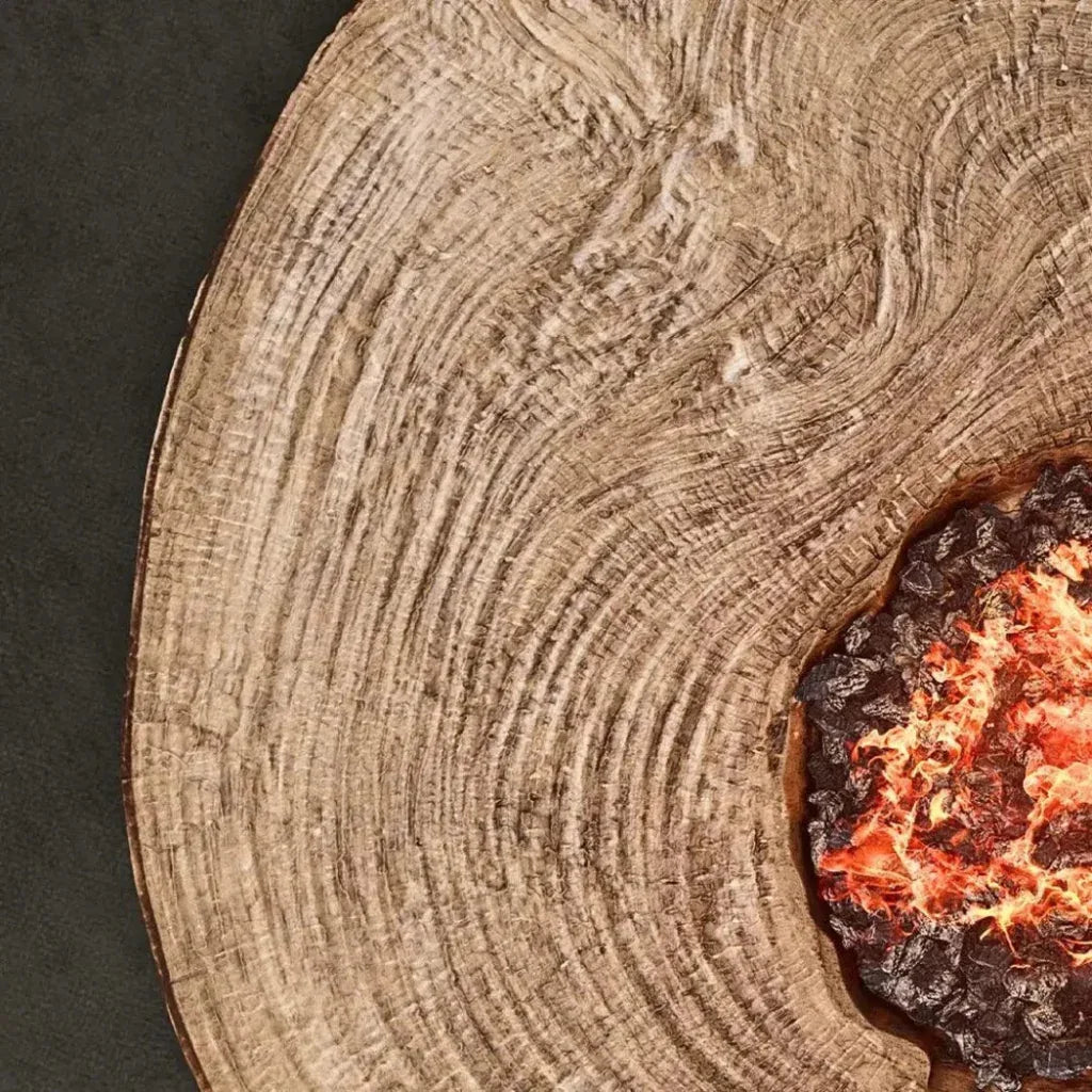 Nature's Wood Round Firepit Table - LOOMLAN - Castelle - Outdoor Fire Tables