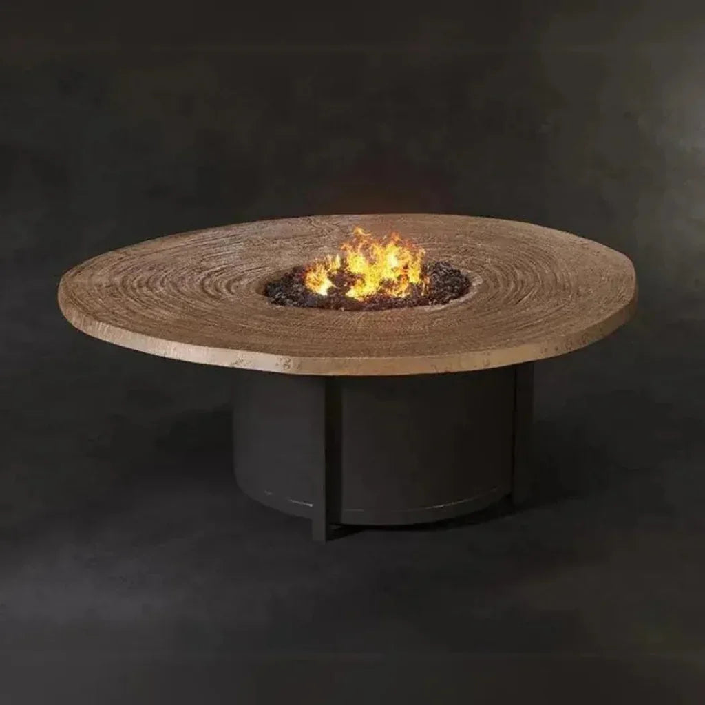 Nature's Wood Round Firepit Table - LOOMLAN - Castelle - Outdoor Fire Tables
