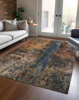 LOOMLAN Rugs Nayara Blue Washable Indoor-Outdoor Rug