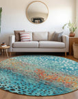 LOOMLAN Rugs Nuvane Blue Washable Indoor-Outdoor Rug