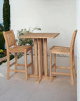 Oasis 3 - Piece Square Bar Height Teak Outdoor Dining Set - LOOMLAN - HiTeak - Outdoor Bistro Sets