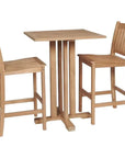 Oasis 3 - Piece Square Bar Height Teak Outdoor Dining Set - LOOMLAN - HiTeak - Outdoor Bistro Sets