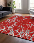 LOOMLAN Rugs Oceana Red Washable Indoor-Outdoor Rug