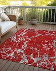 LOOMLAN Rugs Oceana Red Washable Indoor-Outdoor Rug