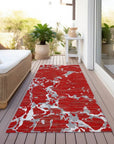 LOOMLAN Rugs Oceana Red Washable Indoor-Outdoor Rug