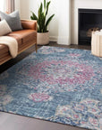 LOOMLAN Rugs Ornella Blue Washable Indoor-Outdoor Rug