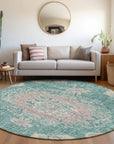 LOOMLAN Rugs Ornella Teal Washable Indoor-Outdoor Rug