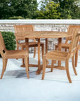 Palm 5 - Piece Round Teak Outdoor Dining Set - LOOMLAN - HiTeak - Outdoor Dining Sets