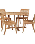 Palm 5 - Piece Round Teak Outdoor Dining Set - LOOMLAN - HiTeak - Outdoor Dining Sets