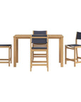 Pearl 5 - Piece Counter Height Teak Outdoor Set - LOOMLAN - HiTeak - Outdoor Counter Dining Sets