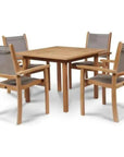 HiTeak Pearl 5PC Square Outdoor Dining Set Stacking Chairs